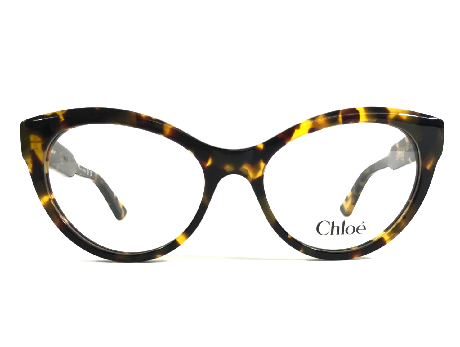 Chloe Eyeglasses Frames CH0342O 002 Yellow Tortoise Cat Eye Full Rim 52-17-140