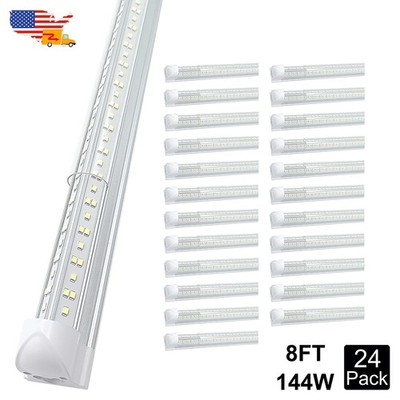 24 Pack 8Ft Led Shop Lights Garage Hardwire 144W 18000Lms 6500K T8 8' Led Tube