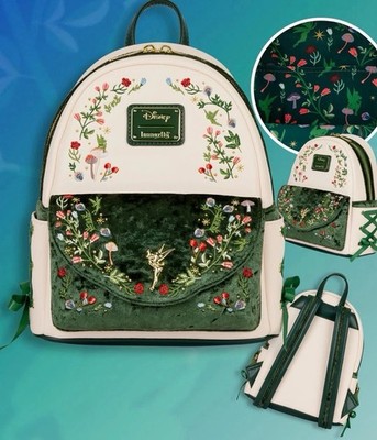 Loungefly Disney Peter Pan Tinker Bell Exclusive Floral Velvet Mini Backpack