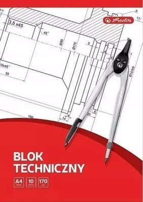 5904017445241 Blok techniczny A4/10K biały 20szt Herlitz Herlitz