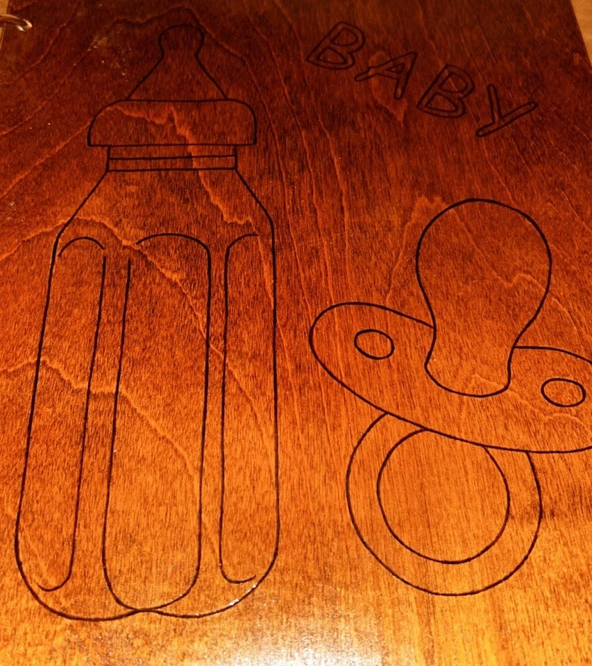 Vintage Wooden Baby Book. The Metal Rings Can Be Replaced. 9.5”x11” - Image 4 of 4