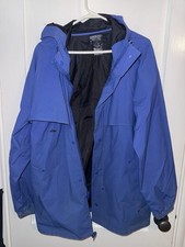 Lands' End Mens Medium Vintage Blue Rain Coat Jacket Long Sleeve