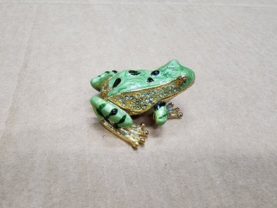   Jeweled Frog Trinket Box Collectible Figurine Hinged Decorative Frog