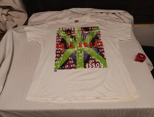 Kris Kross T-Shirt Mens Large White Vintage 90s Single Stitc 1990s vintage concert t-shirt, vintage, size L, single stitch, B+ condition