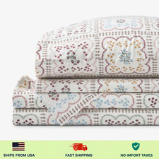 Rifle Paper Co. Lottie Classic Cool Cotton Percale Bed Sheet Set - Ivory Multi