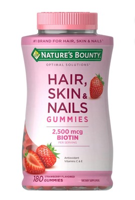 Nature s Bounty Hair, Skin and Nails Vitamin Gummies 2,500mcg Biotin, 180 Ct