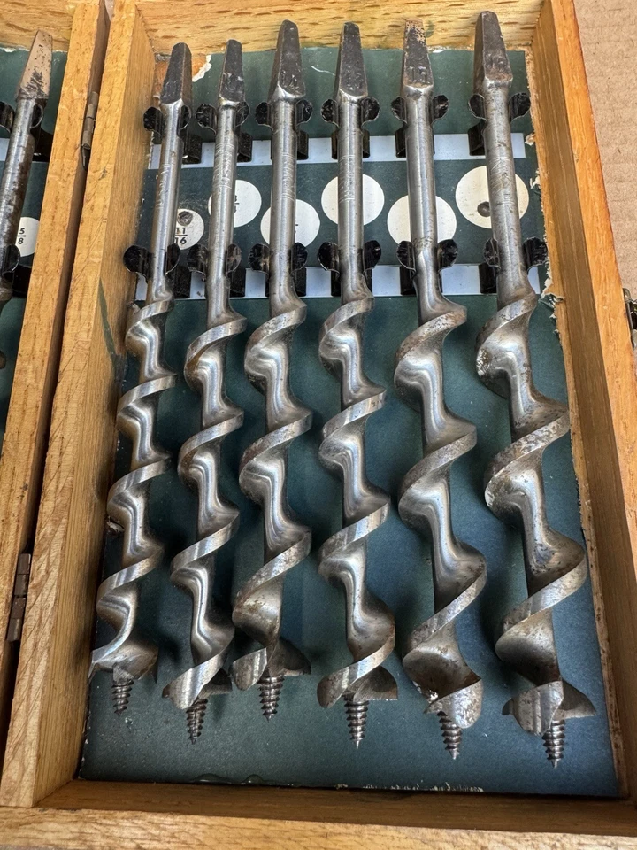 Vintage Irwin Brace Hand Drill Auger Bit Set Complete 13 Pc Set W/ Case - Image 3 of 4