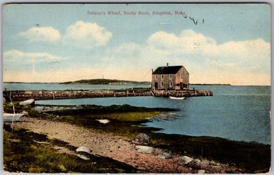 Vtg Postcard Rocky Nook Pier Delano's Landing Kingston, MA 1940s