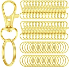 60PCS Keychain Making Kit with Hooks & Rings for Crafts, Gold