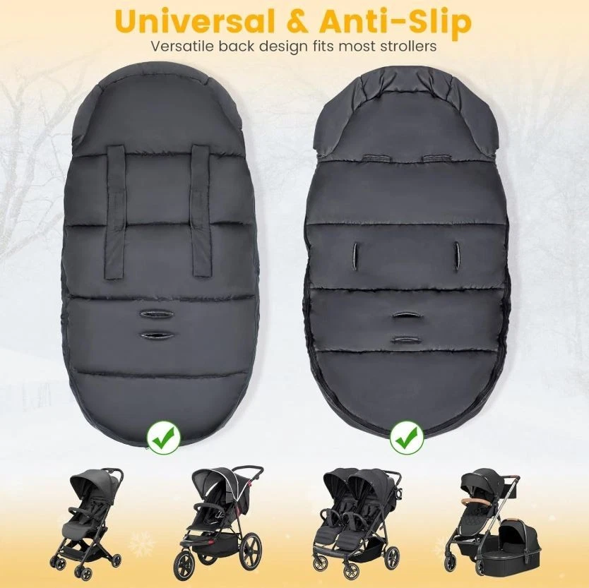 Carrinho Universal Footmuff Inverno Bebê Bunting Bolsa Impermeável Quente Lã Coral - Imagem 3 de 4