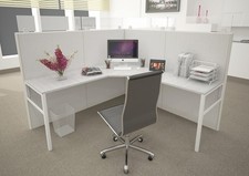 6x6 Cubicles-63 H-1 MAN/PERSON L SHAPE FABRIC  GLASS Office Workstations
