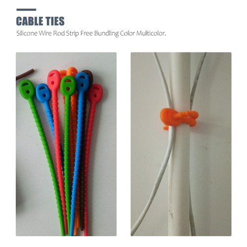 10 Pcs Silicone Wire Strip Cord Wraps Travel Reusable Cable Tie Ties - 第 9/12 張圖片