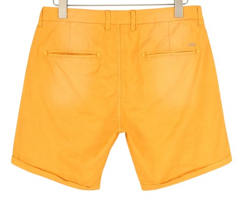 Scotch & Soda Uomo Pantaloncini W28 Chino Lavato Arancione Risvolto Zip Fly Logo - Foto 2 di 9