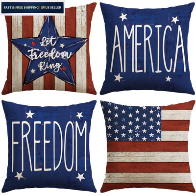 Artscope 4th of July Patriotic Throw Pillow 18'' x (Pack 4), Red+blue