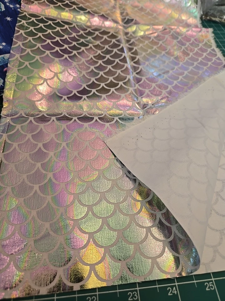 FAT QUARTER BUNDLE  Mermaid Scales 5 Set New Craft Iridescent Blue Fabric Custom - Image 4 of 4
