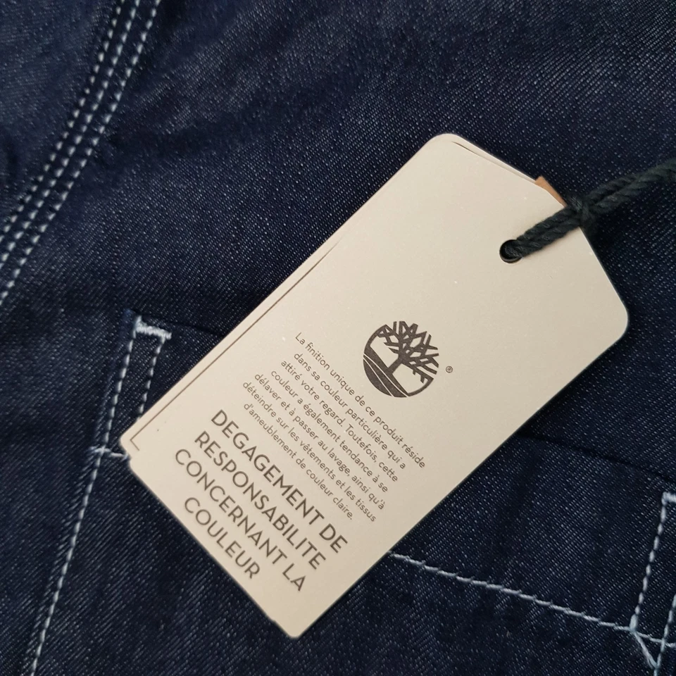 Timberland Mens Shirt Small Blue White Contrast Stitch Overshirt Western Cowboy - Image 4 of 4