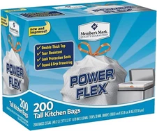 Member's Mark 13 gal Power Flex, Leak Protection, Tall Kitchen Simple Fit Drawst