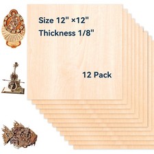 12 Pack Basswood Sheets for 12 12" X X 1/8" 