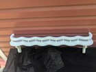 Vintage Curvy White Wood 34" Wall Shelf w/Spindle Railing Plate Groove Cottage — photo 2