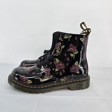 Doc Martens Flower Combat Boots Youth Sz 3, 1460 Pascal Floral Lace Up Dr Girl