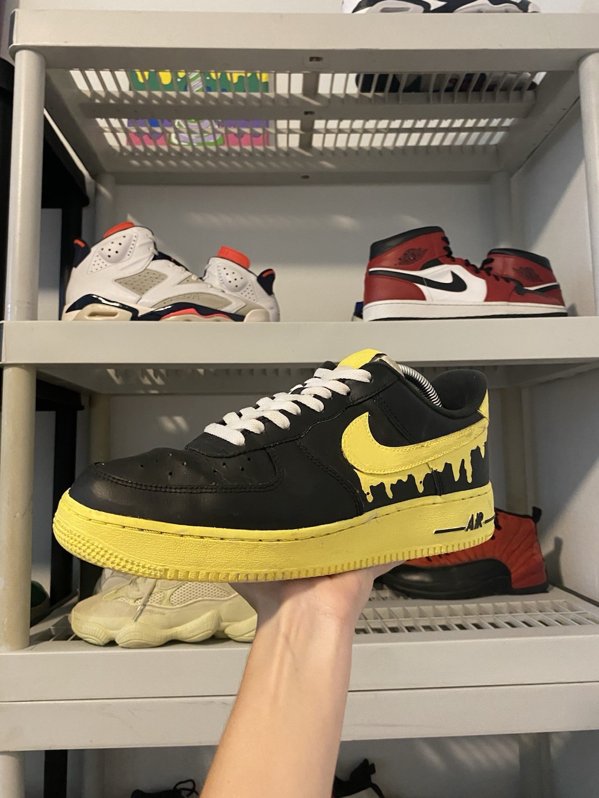 SAOLA Nike Air Force 1 (personalizzate) nero giallo a goccia taglia 9 5 uomo