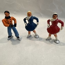 Vintage Lot of 3 Barclay Lead Skaters Figurines- holiday Christmas antique