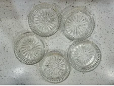 VTG Crystal Cut Glass Star Pattern Coasters Set 5