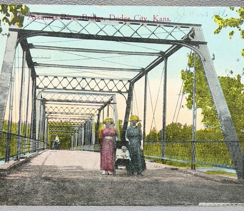 c1915 cartolina fotografica ~ Arkansas River Bridge a Dodge City, Kansas ~ #-7548 - Foto 6 di 14