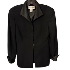 Christian Dior Women s Black Wool Blazer With Satin Cuffs Collar Sz 2P
