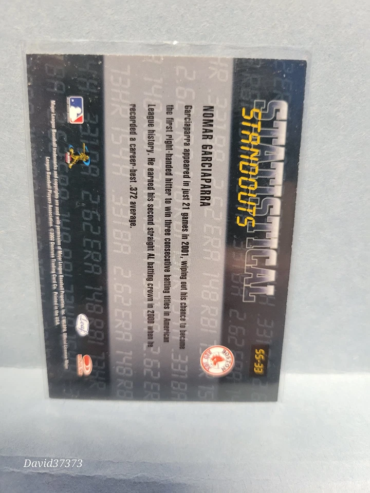 2002 Leaf Rookies and Stars Statistical Standouts  #33 Nomar Garciaparra  - Image 2 of 2