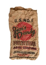 Vintage Burlap Bag Jim's Dandy Brand Potatoes 50 lb Size 28 x 17"