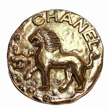 Chanel Lion Motif Coco Mark Brooch Women Gold One Size