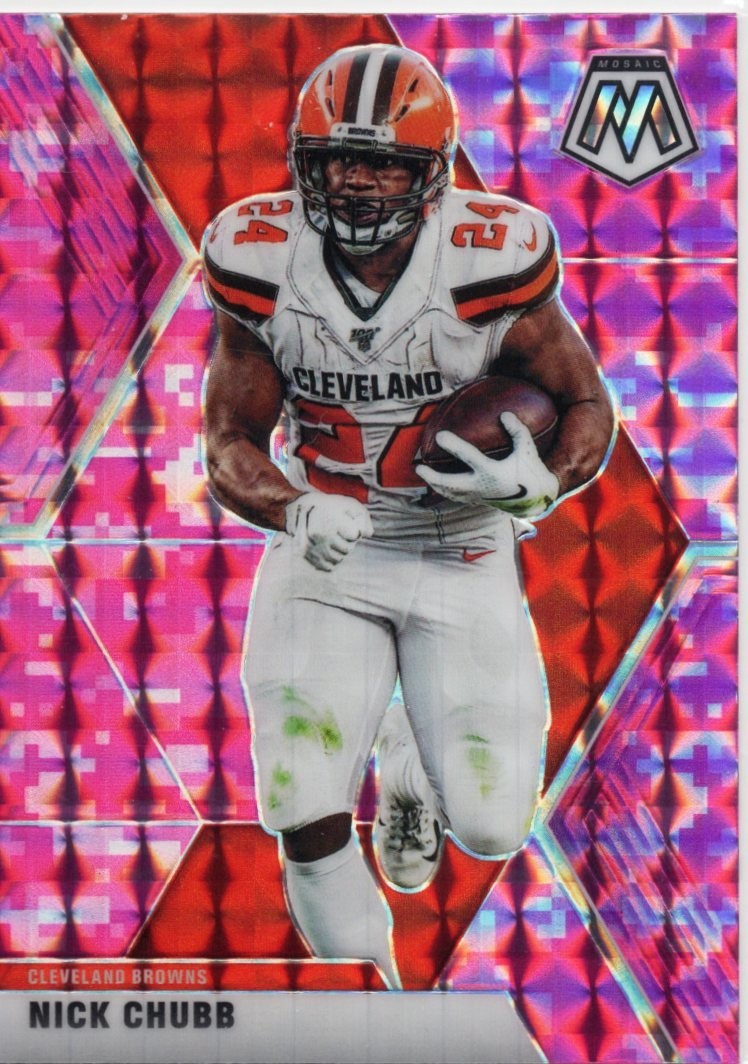 Nick Chubb 2020 Panini Mosaic Camo Pink Mosaic Prizm #53 BROWNS