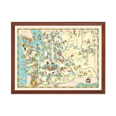 Old Map of Washington 1935 - Vintage Washington Art
