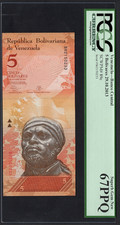 Venezuela 5 Bolivares 29-10-2013 P89e Uncirculated Graded 67