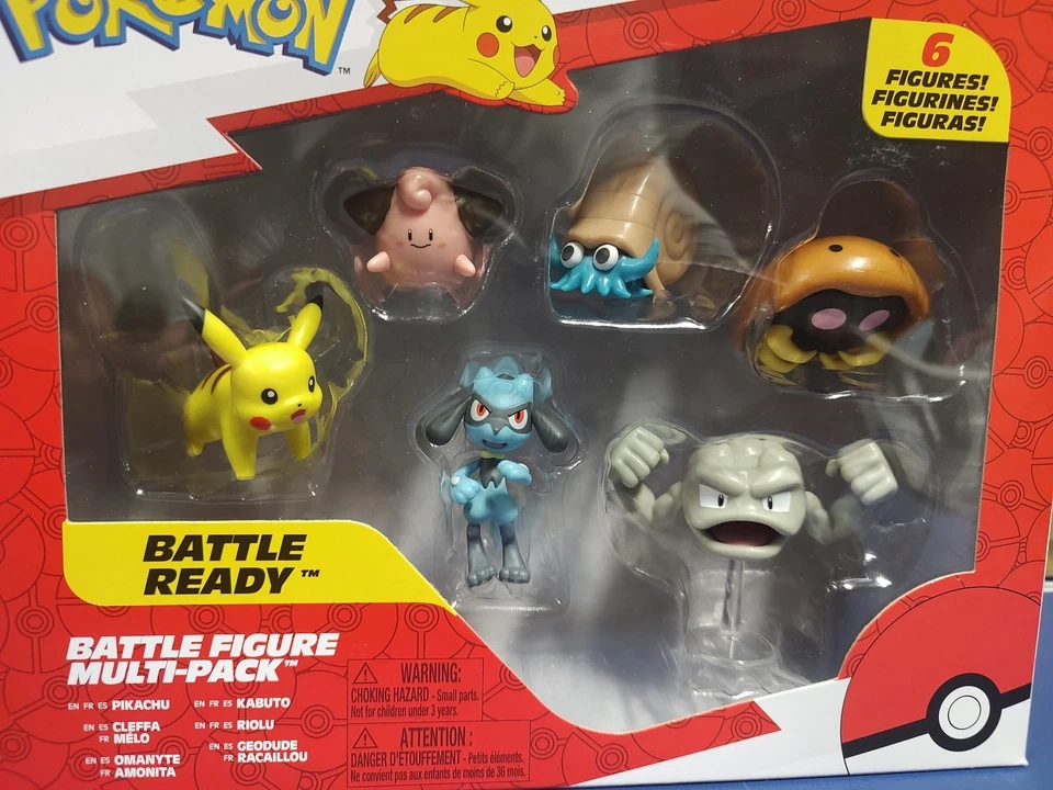 Figuras POKEMON listas para la batalla Pikachu Cleffa Omanyte Kabuto Riolu Geodude Foto 3 de 4
