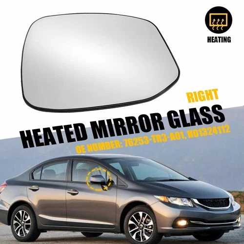 76203-TR0-A01 HO1325113 Mirror Glass Heated For 2012 13 Honda Civic Right Side N