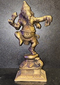 Dancing Ganesha Hindu express of dance elephant head four arms trunk tip broken 