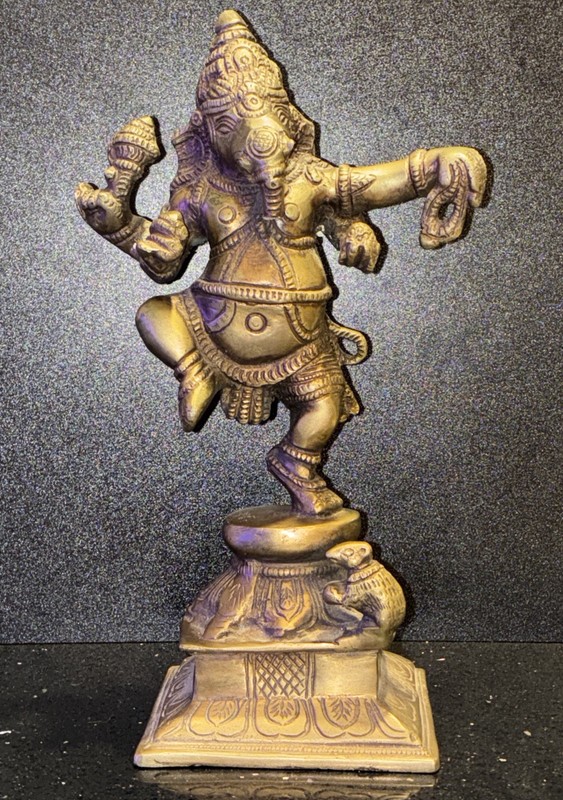 Dancing Ganesha Hindu express of dance elephant head four arms trunk tip broken 
