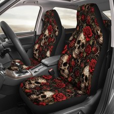 Gothic Rose Skull Dark Botanical Floral Car Seat Covers Set Of 2