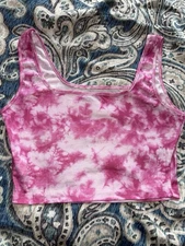 SHEIN Pink And White Tie-dye Crop Top Size Medium