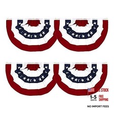 1.5x3Ft American Pleated Fan Flag Width Approx 90cm - US Patriotic 3Ft 4 Pack