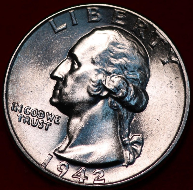 Uncirculated 1942 Philadelphia Mint Silver Washington Quarter