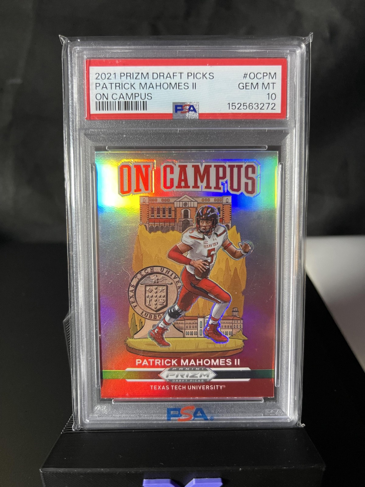 Selecciones del draft Panini Prizm 2021 #OC-PM Patrick Mahomes II en el campus PSA 10 Low Pop