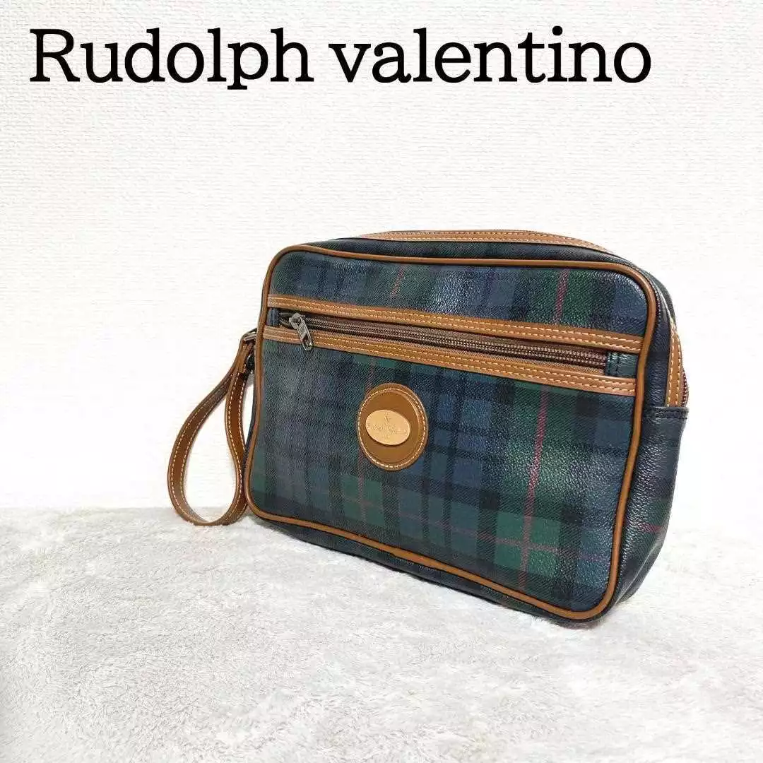 Rudolph Valentino Rare Clutch Bag Green x Brown women's USED FROM  JAPAN