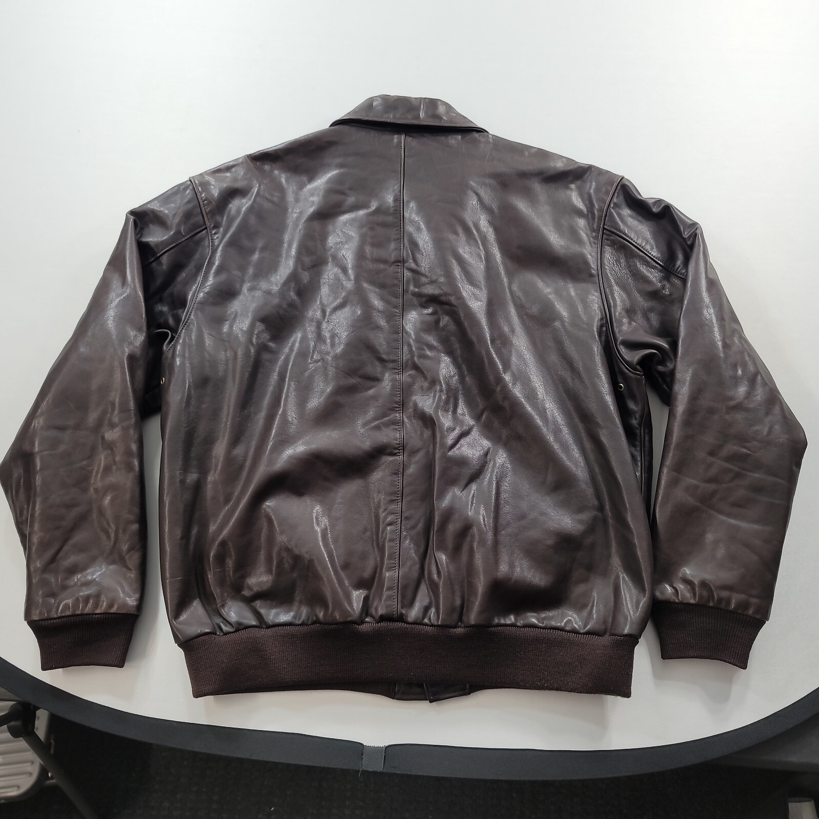 Lands End Leather Bomber Jacket Men Large Tall LT Brown Flight A2 Made