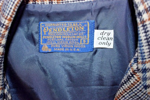 PENDLETON Brown & Blue Checkered Plaid Blazer SZ S 100% Virgin Wool Made in USA - Picture 5 of 5