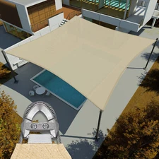 5ft Shade Sail Rectangle Sun Sand Canopy Cover with Steel Wire Garden Outdoor