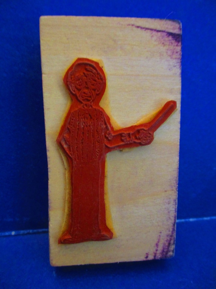 Vintage Rubber Baby Buggy Bumpers Funny Old Man Rubber Stamp Wood Mt