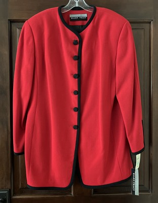 Vintage Linda Allard Ellen Tracy Red 100% Wool Jacket Size 16 ($435 MSRP)